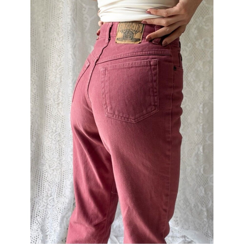Vintage Paris Sport Club Pink Jeans High Rise Straight Leg Mom Jeans Y2K